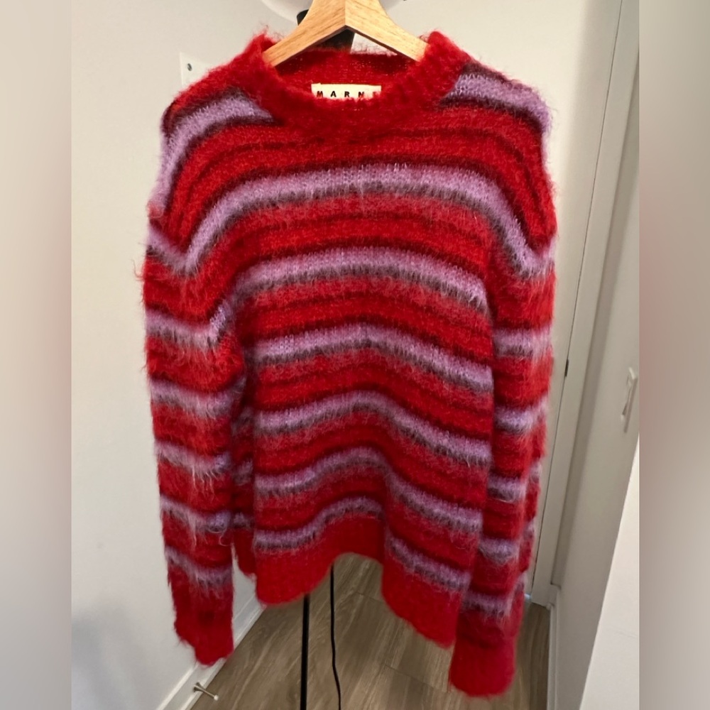 Marni Red Striped Mohair Sweater